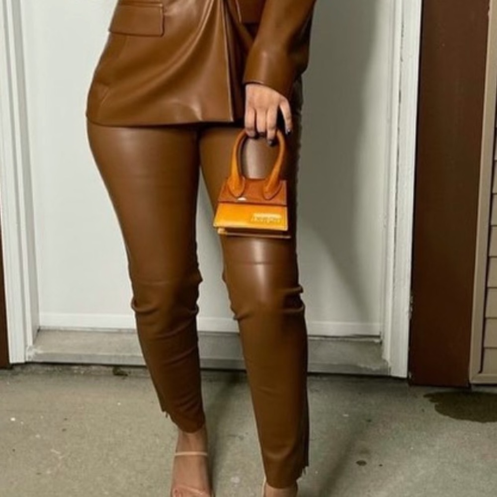 Leather pants with narrow legged worn once